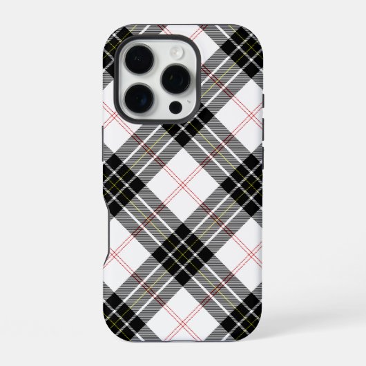 Coque iPhone 16 Pro tartan MacPherson plaid noir blanc (Verso)