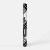 Coque iPhone 16 Pro tartan MacPherson plaid noir blanc (Côté droit)