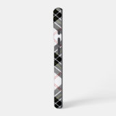 Coque iPhone 16 Pro tartan MacPherson plaid noir blanc (Côté gauche)