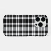 Coque iPhone 16 Pro Tartan noir et blanc élégant (Verso Horizontal)