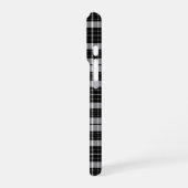 Coque iPhone 16 Pro Tartan noir et blanc élégant (Côté gauche)