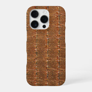 Coque iPhone 16 Pro Taupe moderne Croc Cuir Texture