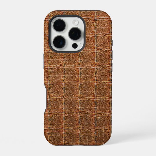 Coque iPhone 16 Pro Taupe moderne Croc Cuir Texture (Verso)