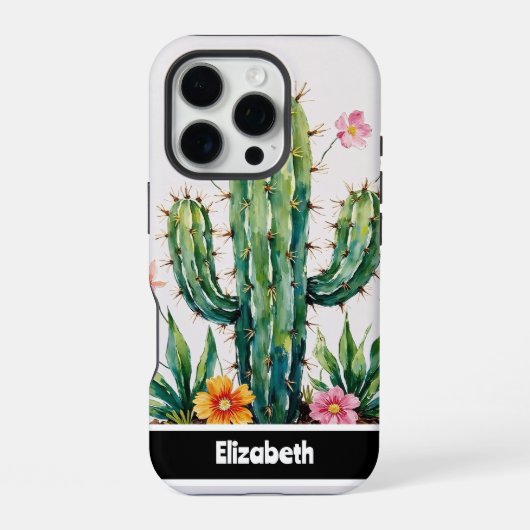 Coque iPhone 16 Pro Téléphone Impasto Fleur de Cactus (Verso)