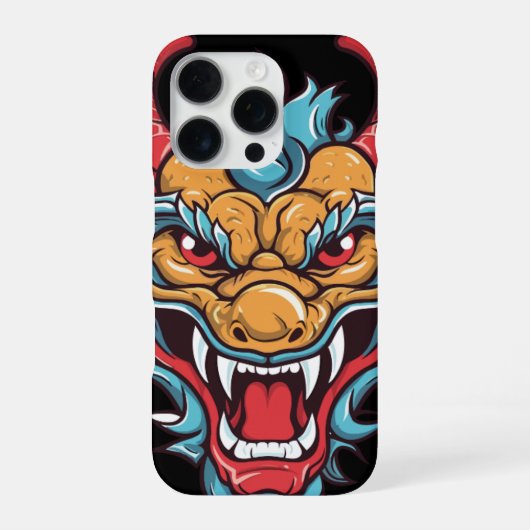 Coque iPhone 16 Pro Tête de dragon féroce (Verso)