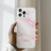 Coque iPhone 16 Pro Texture de marbre rose doux