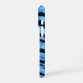 Coque iPhone 16 Pro texture de peau de tigre bleu (Côté gauche)