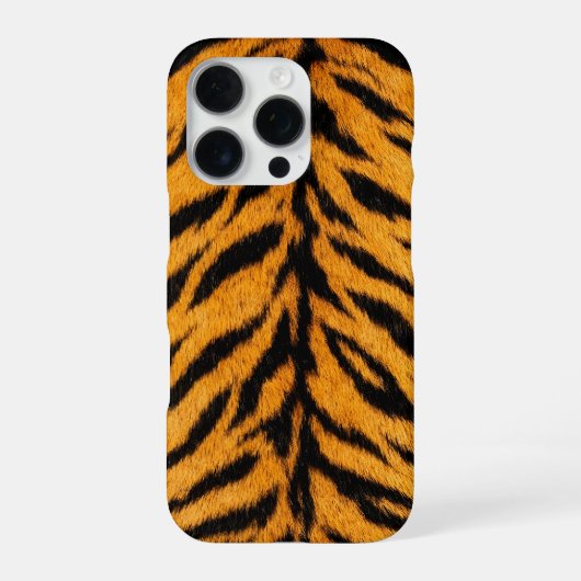 Coque iPhone 16 Pro texture de peau de tigre jaune (Verso)
