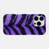 Coque iPhone 16 Pro texture de peau de tigre violet (Verso Horizontal)