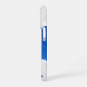 Coque iPhone 16 Pro texture de peau de vache bleue et blanche (Côté gauche)