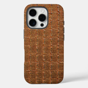 Coque iPhone 16 Pro Texture en cuir de taupe moderne crocodile