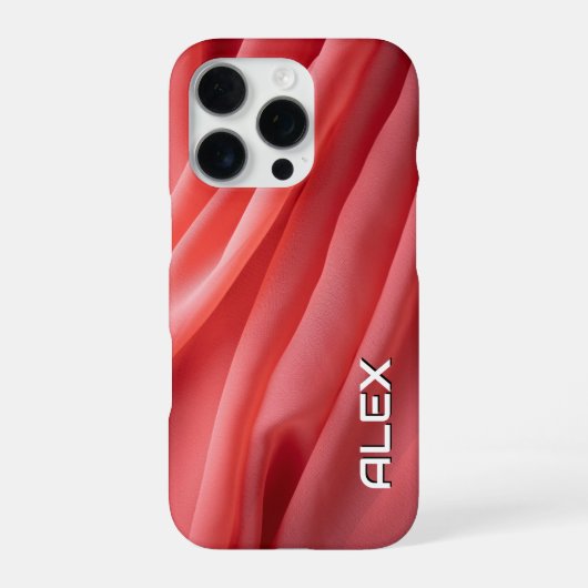 Coque iPhone 16 Pro Tissu fluide rose pastèque doux (Verso)