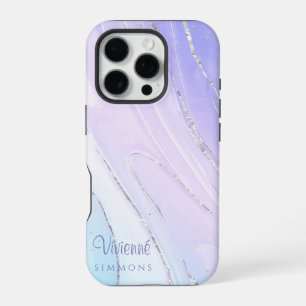 Coque iPhone 16 Pro Tosca rose violet Ombre marbre personnalisable