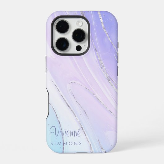 Coque iPhone 16 Pro Tosca rose violet Ombre marbre personnalisable (Verso)