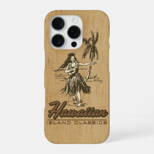 Coque iPhone 16 Pro Tradewinds Hawaiian Island Hula Girl Faux Wood