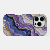 Coque iPhone 16 Pro Tranche d'agate Abstraite en violet (Verso Horizontal)