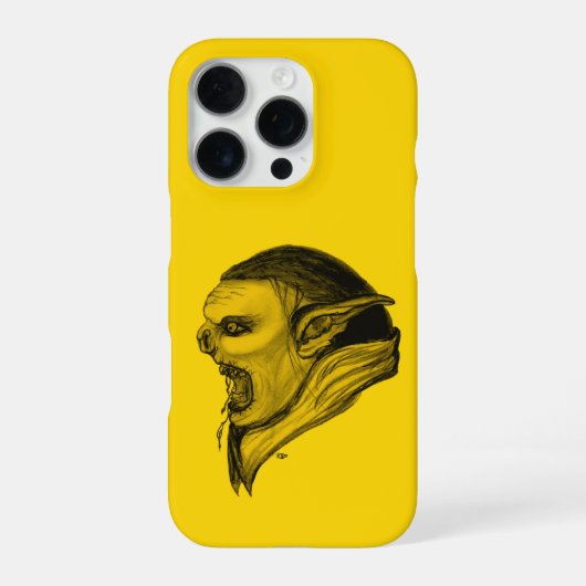 Coque iPhone 16 Pro Troll en noir et jaune (Verso)
