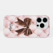 Coque iPhone 16 Pro Tubes en or rose Brown Bow (Verso Horizontal)
