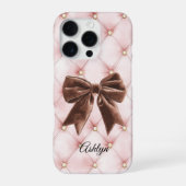 Coque iPhone 16 Pro Tubes en or rose Brown Bow (Verso)