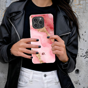 Coque iPhone 16 Pro Un arrière-plan en marbre rose luxueux