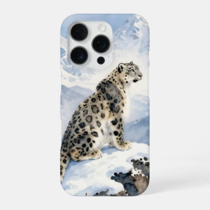 Coque iPhone 16 Pro Un léopard des neiges sur un pic enneigé