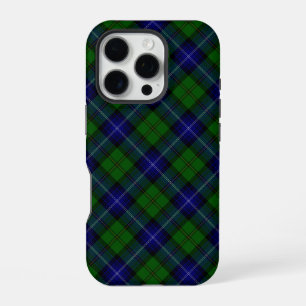 Coque iPhone 16 Pro Urquhart tartan bleu vert plaid