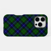 Coque iPhone 16 Pro Urquhart tartan bleu vert plaid (Verso Horizontal)