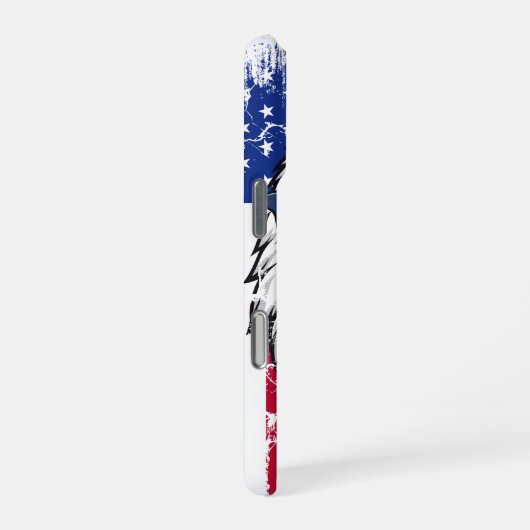 Coque iPhone 16 Pro USA Flag And American Bald Eagle Grunge (Côté droit)