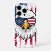 Coque iPhone 16 Pro USA Flag And American Bald Eagle Grunge (Verso)