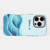 Coque iPhone 16 Pro Vagues abstraites de l'océan bleu (Verso Horizontal)