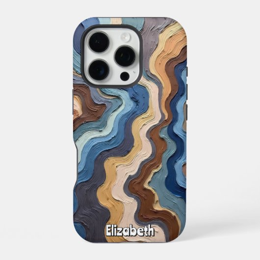 Coque iPhone 16 Pro Vagues Abstraites Texturées (Verso)