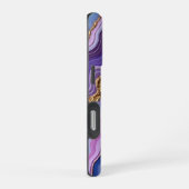 Coque iPhone 16 Pro Vagues d'agate violette avec or (Côté droit)