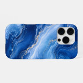 Coque iPhone 16 Pro Vagues de marbre bleu Luxe Abstrait (Verso Horizontal)