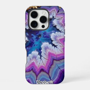 Coque iPhone 16 Pro Veines abstraites d'améthyste et d'or