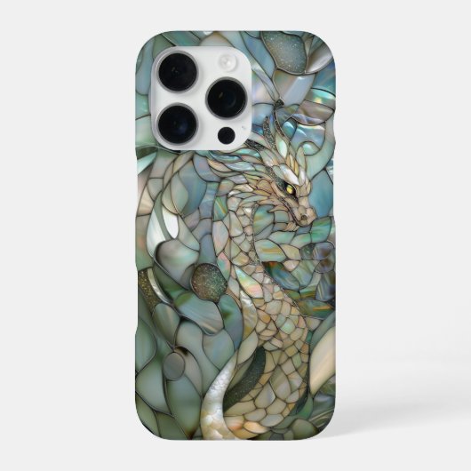 Coque iPhone 16 Pro Verre teinté faux Dragon Vert (Verso)