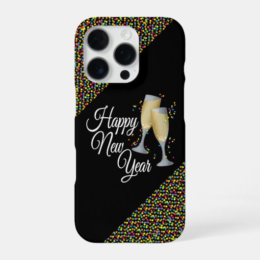 Coque iPhone 16 Pro Verres à Champagne Bonne Année (Verso)
