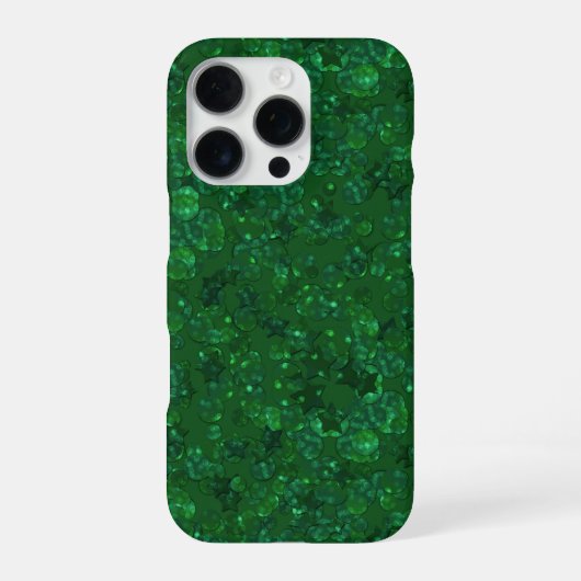 Coque iPhone 16 Pro Vert, confetti, parties scintillant (Verso)