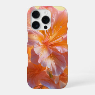 Coque iPhone 16 Pro Vibrant Hibiscus Floral Pêche