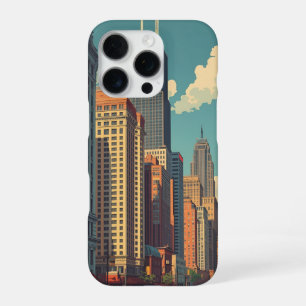 Coque iPhone 16 Pro Vintage Chicago Illinois City Skyline Retro Travel