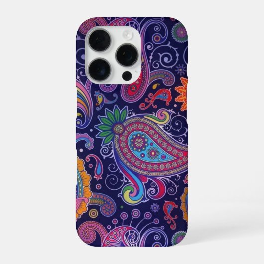 Coque iPhone 16 Pro Violet Rose Paisley (Verso)