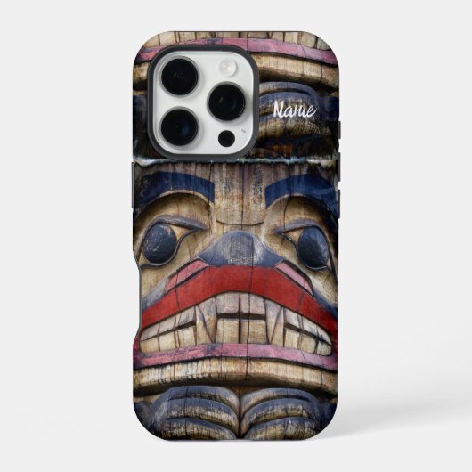 Coque iPhone 16 Pro Visage de totem Thunder_Cove (Verso)