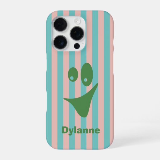 Coque iPhone 16 Pro Visage Drôle Rayé Excentrique (Verso)