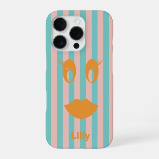 Coque iPhone 16 Pro Visage Sourire Féminin Rétro (Verso)