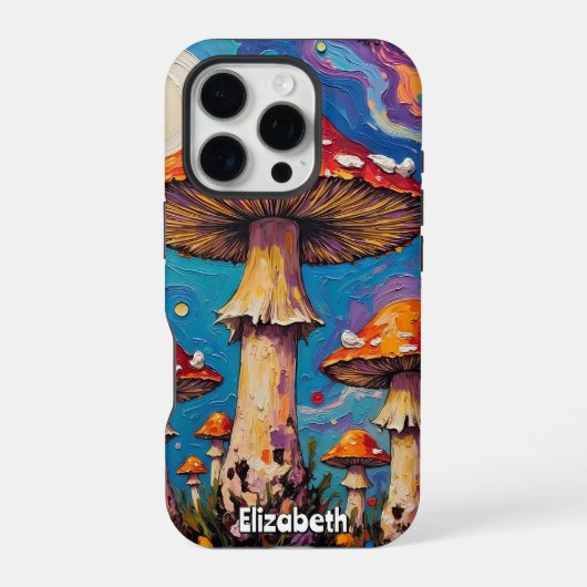 Coque iPhone 16 Pro Vue champignons au clair de lune (Verso)
