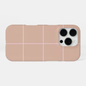 Coque iPhone 16 Pro Warm Beige Grid Pattern Minimal Soft Check Design (Verso Horizontal)