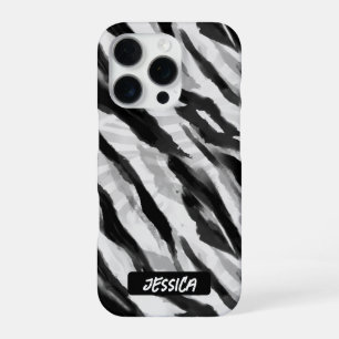 Coque iPhone 16 Pro Zèbre à la mode Noir Blanc