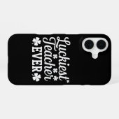 Coque iPhone 16 Prof le plus chanceux enseignant la Saint-Patrick (Verso Horizontal)