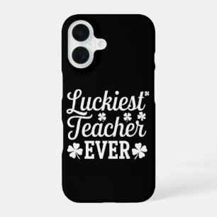 Coque iPhone 16 Prof le plus chanceux enseignant la Saint-Patrick