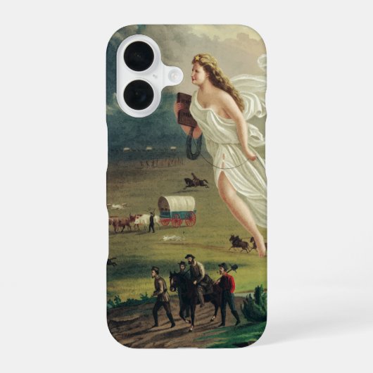 Coque iPhone 16 Progrès américain par John Gast (Verso)