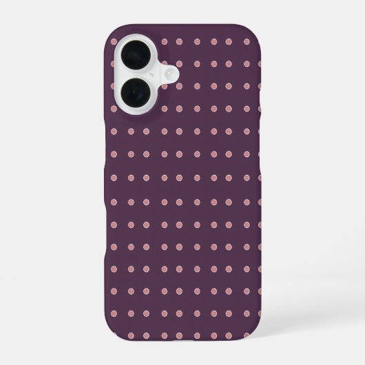 Coque iPhone 16 Purple and Pink Polka Dot Pattern (Verso)